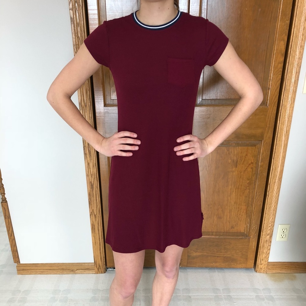 Burgundy cotton dress